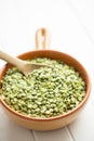 Green split peas in bowl. Royalty Free Stock Photo