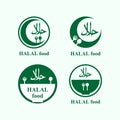 Green spoon and fork for the halal food logo