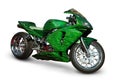 Green Sport Bike On White