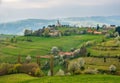 Green spring landscape. Spring in Slovakia. Meadows and fields landscape near Hrinova. Royalty Free Stock Photo