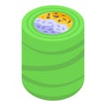 Green spring roll icon isometric vector. Chinese menu Royalty Free Stock Photo