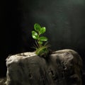 A Green Sprout Defying Odds, Growing Amidst a Stone Slab