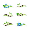 Green Sprout Landscape Icon or Logo Design Set Royalty Free Stock Photo