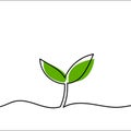 Green sprout simple line drawing. Eco Friendly Icon. Ecologic food stamps. Organic natural food labels