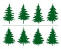 Green Spruce Trees. Winter season design elements and simply pictogram. Isolated vector Christmas Tree Icons and Illustration Royalty Free Stock Photo