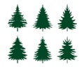 Green Spruce Trees. Winter season design elements and simply pictogram. Isolated vector Christmas Tree Icons and Illustration Royalty Free Stock Photo