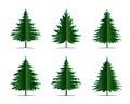 Green Spruce Trees. Winter season design elements and simply pictogram. Isolated vector Christmas Tree Icons and Illustration Royalty Free Stock Photo