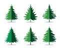 Green Spruce Trees. Winter season design elements and simply pictogram. Isolated vector Christmas Tree Icons and Illustration Royalty Free Stock Photo