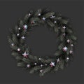 Green spruce wreath with stars