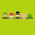 Green Square Ladybug Fly Agaric Chimney Sweep Pig And Cloverleaf Royalty Free Stock Photo