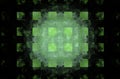 Green square fractal pattern on black background.Mosaic texture. Digital style. Ornament illustration Royalty Free Stock Photo