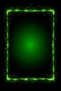 a green square frame with glowing lines on a black background Royalty Free Stock Photo