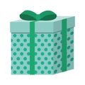 green square gift box present ribbon dots