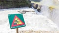 Green square sign - Warning for risk of falling Royalty Free Stock Photo