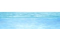 Side view surface of blue water in swimming pool with white background.