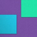 Green square on violet, paper textures. Vivid colour background for your objects Royalty Free Stock Photo