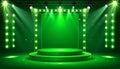 Green light box with platform and side soft spotlights. Bright vector design template Royalty Free Stock Photo