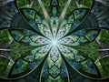 Green stained glass fractal flower