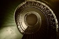 Green staircase with winding stairs, natural delicate light Royalty Free Stock Photo