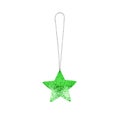 Green star on white background isolated closeup, ÃÂ¡hristmas tree decoration, shiny star shaped bauble, traditional new year decor Royalty Free Stock Photo