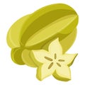 Green Starfruit Illustration with Slice Royalty Free Stock Photo