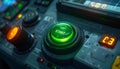 Glowing Green Start Button on a Futuristic Control Panel Royalty Free Stock Photo