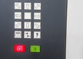 Green start button and red stop shot on the black background with soft shadow Royalty Free Stock Photo