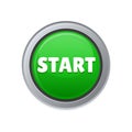 Green Start Button on White Background. Vector