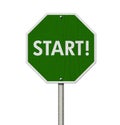 Green Start highway road sign