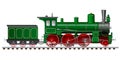 Green steam locomotive with tender