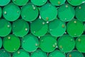 Green steel tank or oil fuel toxic chemical barrels.