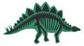 Green stegosaurus color drawing. Ancient reptile. Paleontology symbol