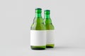 Green steinie beer bottle mockup with blank label