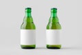 Green steinie beer bottle mockup with blank label