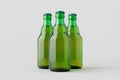 Green steinie beer bottle mockup on a grey background