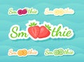 Green sticker fruit smoothie shake logo collection