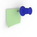 Green sticky note with blue pushpin Royalty Free Stock Photo