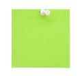 Green sticky note with pushpin Royalty Free Stock Photo