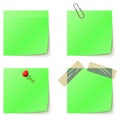 Green sticky notice papers