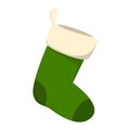 Green stocking vector isolated. Christmas sock, decoration element Royalty Free Stock Photo