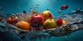 green strawberry food healthy fresh fruit water vitamin kiwi drop background. Generative AI. Royalty Free Stock Photo