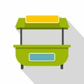 Green street kiosk icon, flat style Royalty Free Stock Photo