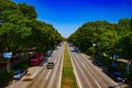 A green street near Yoyogi park in Tokyo daytime wide shot