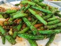 Green string beans chinede dish with spices Royalty Free Stock Photo