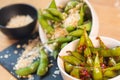 Green string beans chinese dish with spices Royalty Free Stock Photo