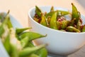 Green string beans chinese dish with spices Royalty Free Stock Photo