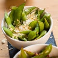 Green string beans chinese dish with spices Royalty Free Stock Photo