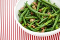 Green string beans salad with ham and vinaigrette