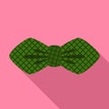 Green striped bow tie icon, flat style Royalty Free Stock Photo