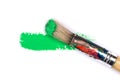 green stroke of the paint brush